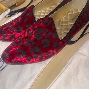 Birdies Red and Black Leopard Flats